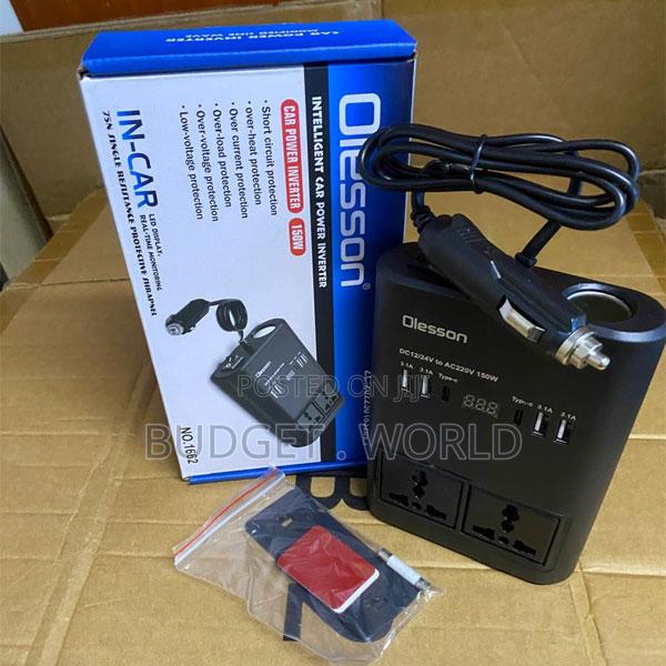 150w Olesson Portable Power Inverter – Smart Car Charging Adapter