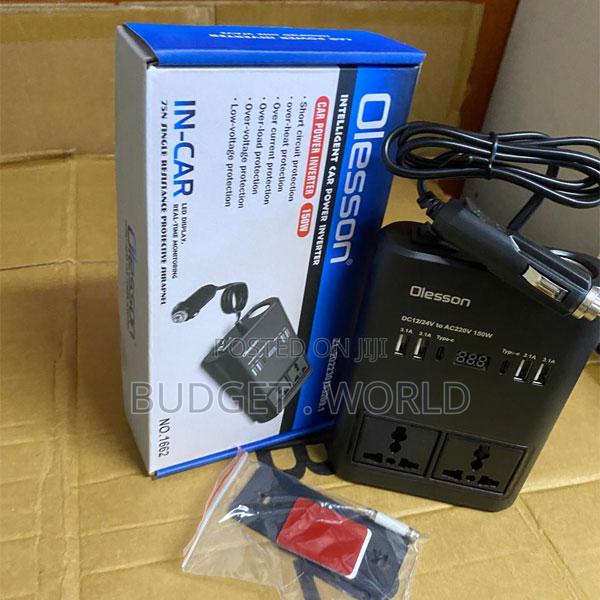 Olesson 150w Portable Car Inverter – Smart Fast Charging Power Convert