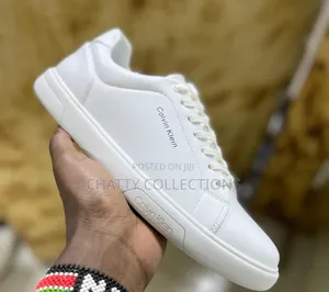 White Calvin Klein Laced Men Leather Casual Shoes Size 40 to 45