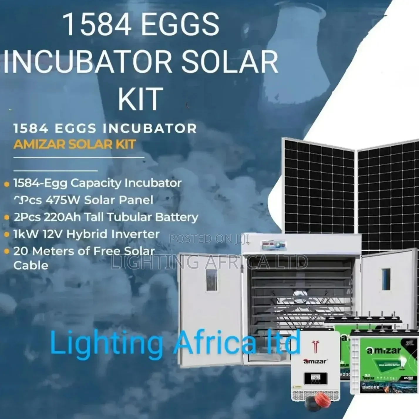 1584 Eggs Incubator Off-grid Solar System Complete 24/7