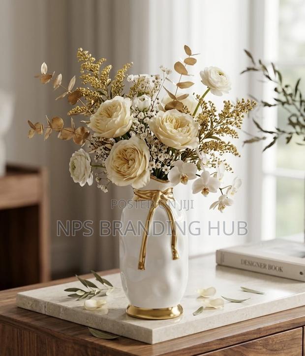 Modern Ceramic Vase With Golden Cherry Design :22*8*19cm Tet - thumbnail 3