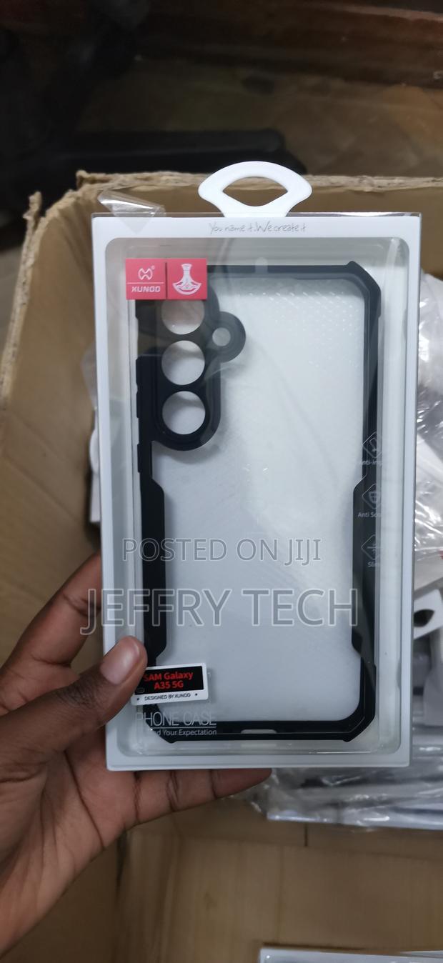 Samsung Galaxy A35 5g Airbags Bumper Transparent Back Case Cover Black