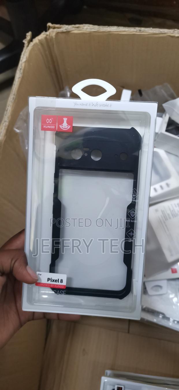 Google Pixel 8 Airbags Bumper Transparent Back Case Cover Black