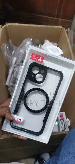 iPhone 15 Pro.Airbags Bumper Transparent Back Case Cover Black