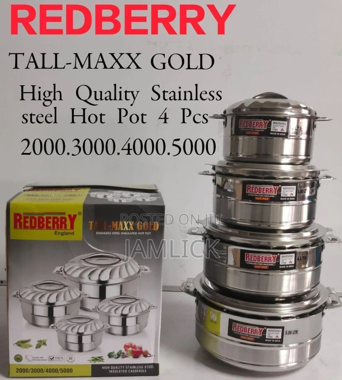 Set of 4 Stainless Steel Hotpots - Js
