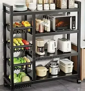 Multi-layer Kitchen Storage Rack With Wheels Metal