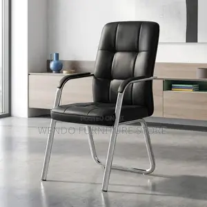 Office Chair : Black Executive Visitor Chair -Chrome Cantilever Frame