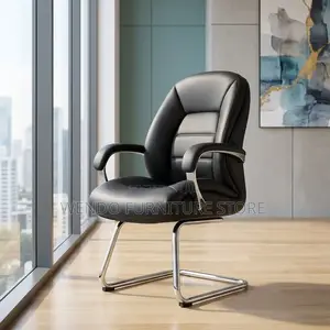 Office Chair : Black Faux Leather Executive Office Visitor Chair
