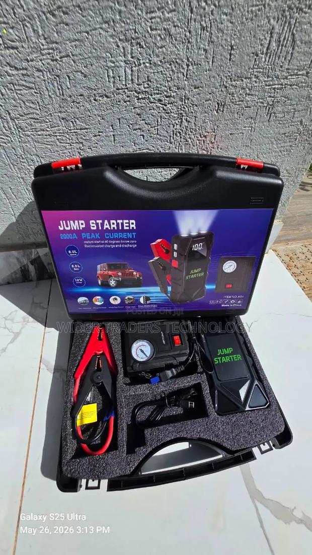 Portable 12v Jump Starter Kit With a Built-in Air Compressor - thumbnail 2