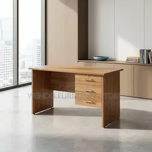 Office Desk : 1.2m Modern Brown Wood Office Desk With Three Drawers,