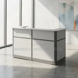 Office Desk : Modern White and Gray Laminate Office Reception Desk