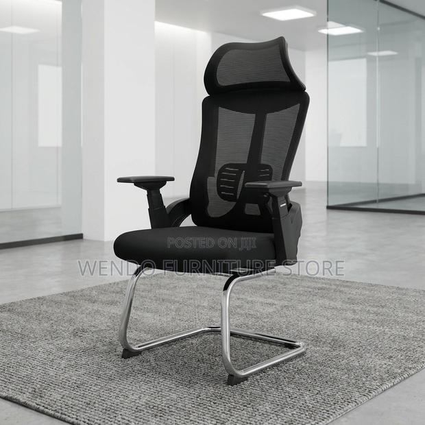 Office Chair : Black High-Back Mesh Office Cantilever Chair