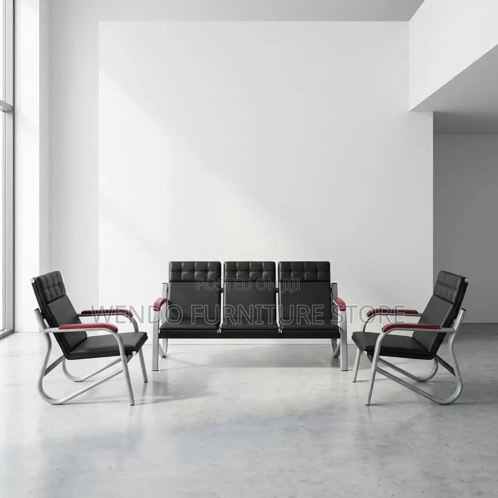 Office Sofa : Reception Waiting Chair Set (3-Seater + 2 Single Seats)