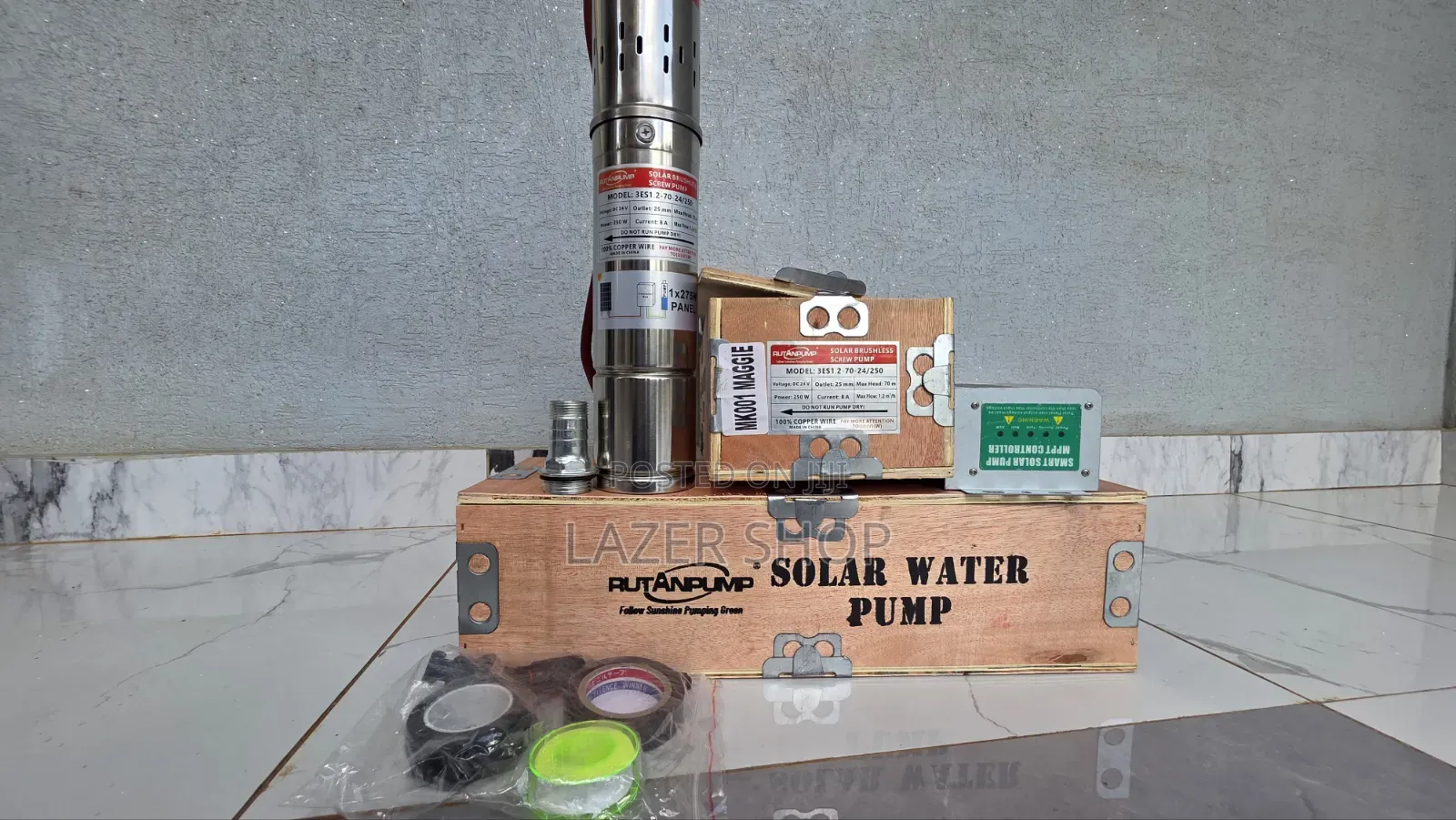 Rutan Solar Pump 70m by 275watts 
Comes With an Inverter