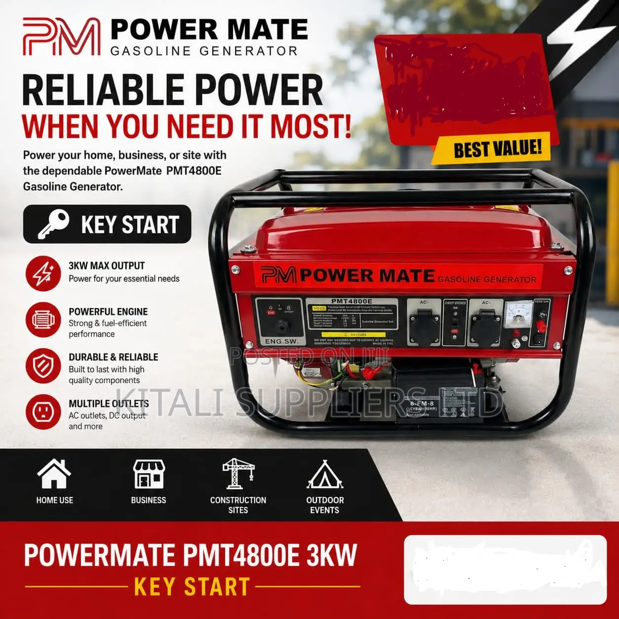 Powermate Pmt4800e Gasoline Generator