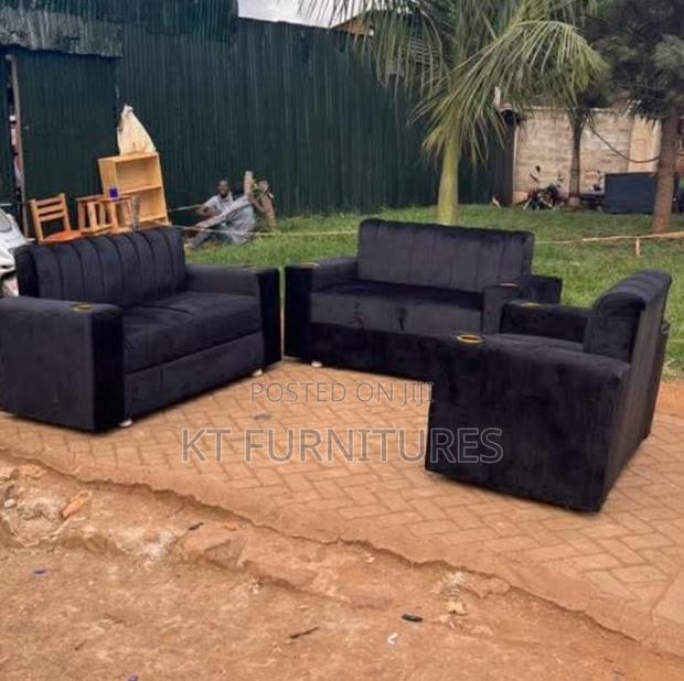 Black Cotton 3 Seater Set