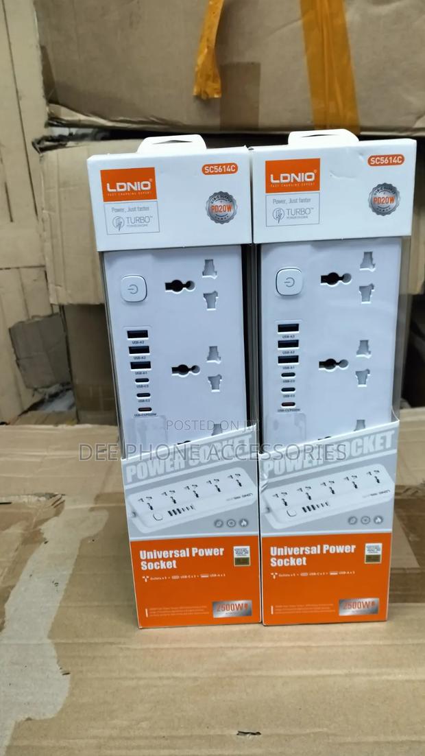 Ldnio Sc5614C 2500W Power Strip Extension Cable With 5Ac Sockets,