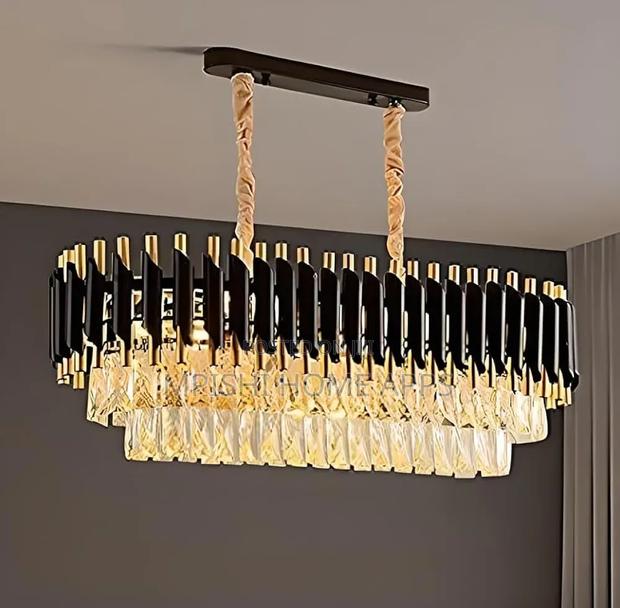 Modern Black and Gold Rectangular Chandelier