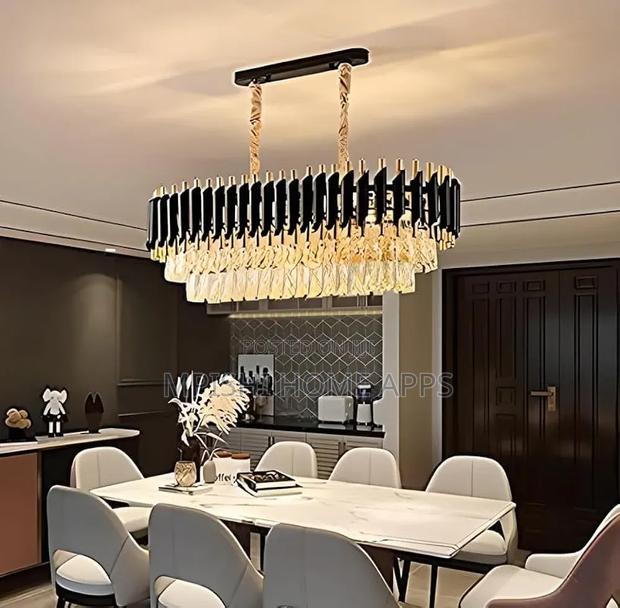 Modern Black and Gold Rectangular Chandelier - thumbnail 2