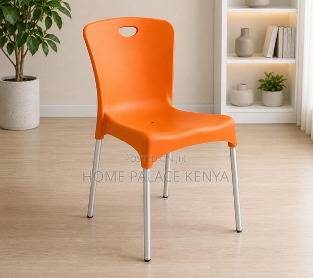 Plastic Chair: Stackable Plastic Dining Chair With Aluminium Legs - thumbnail 2