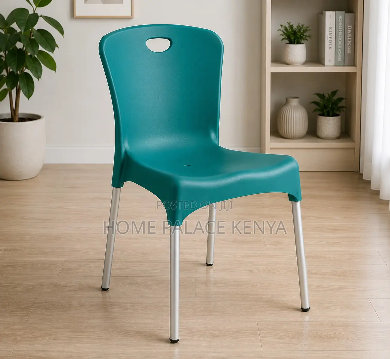 Plastic Chair: Stackable Plastic Dining Chair With Aluminium Legs