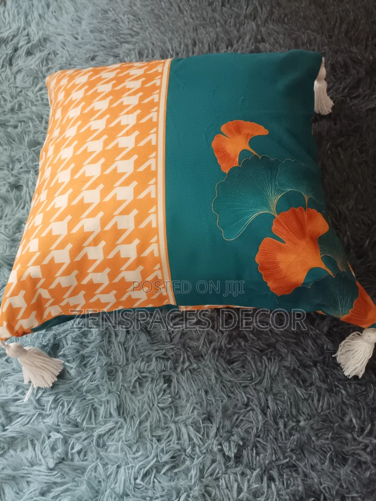 Orange Blue Throw Pillowcase Semi Boho Type