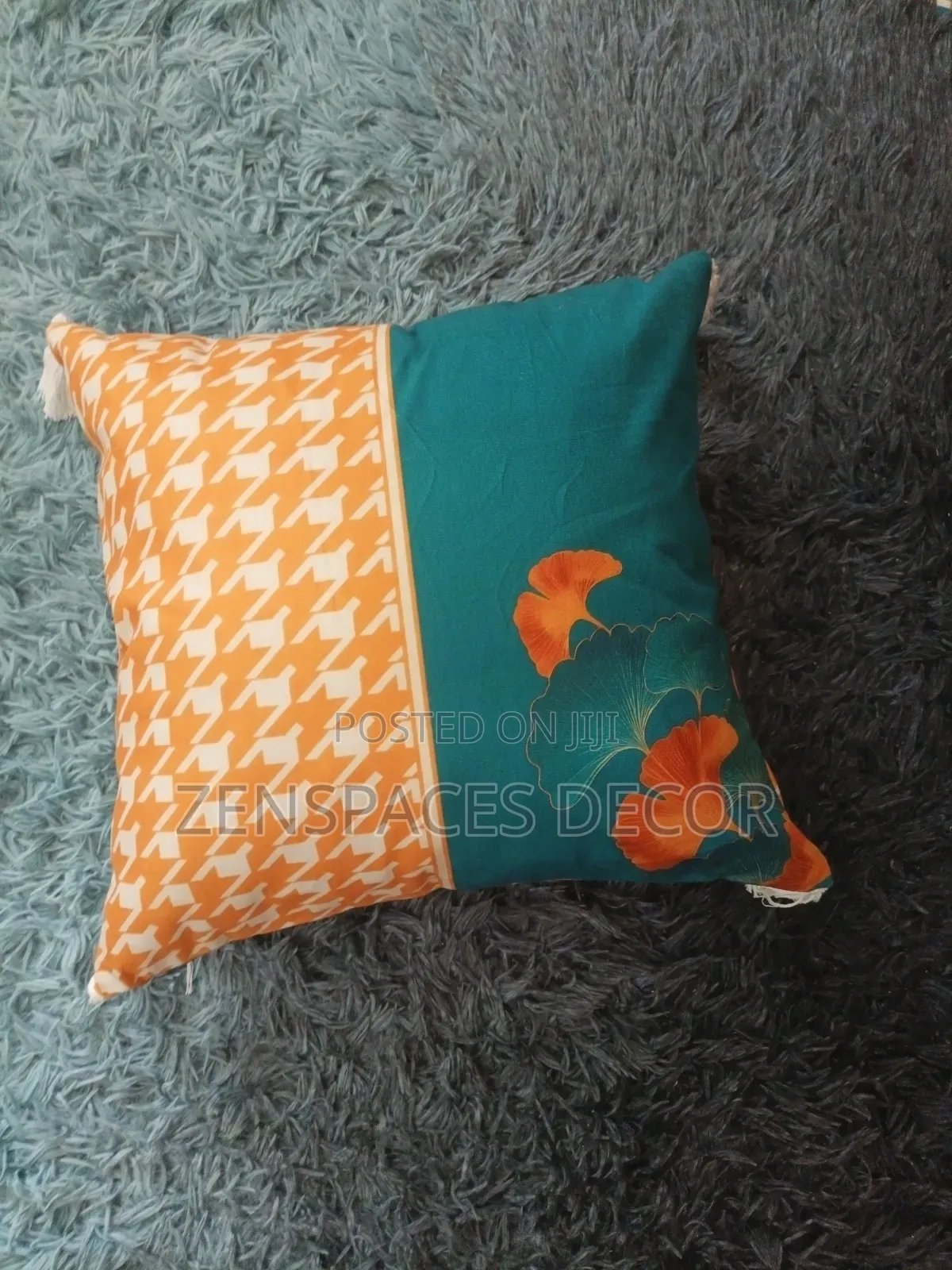 Orange Blue Throw Pillowcase Semi Boho Type