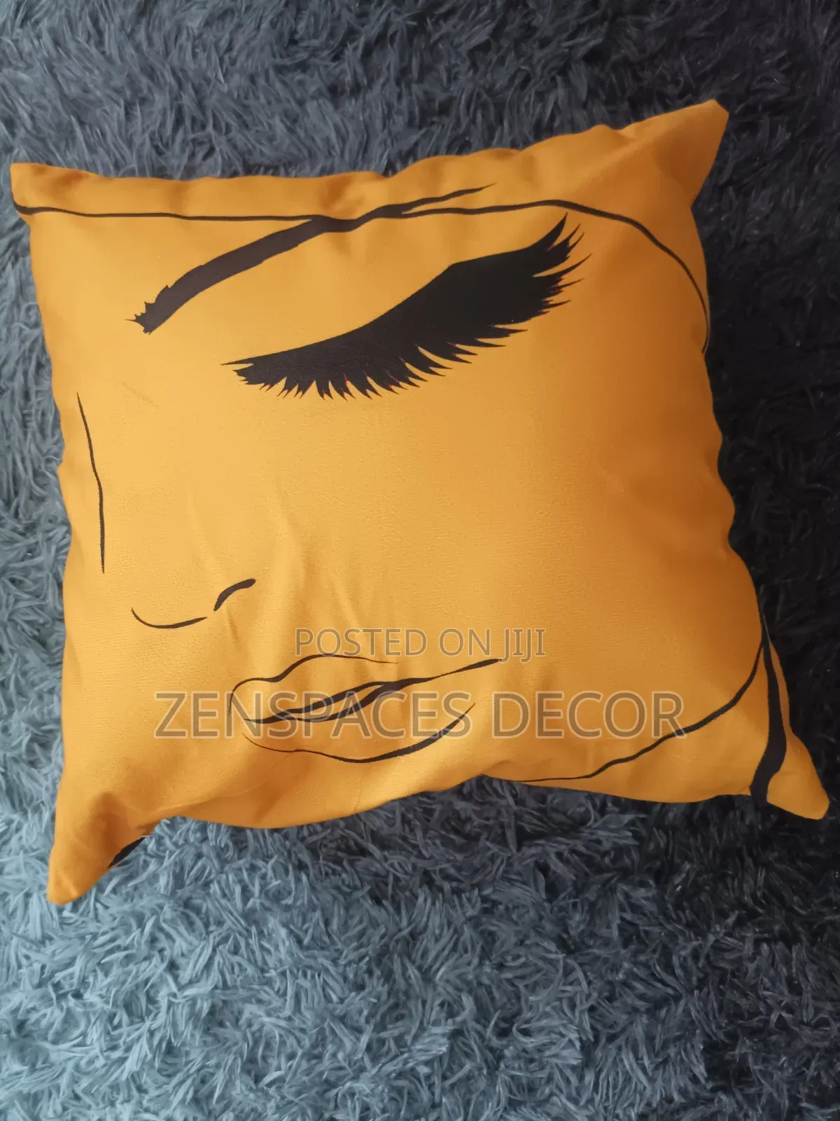 Closed Eye Mustard Throw Pillow