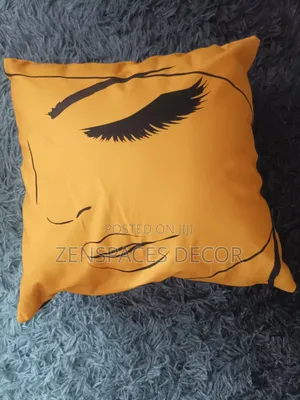 Closed Eye Mustard Throw Pillow