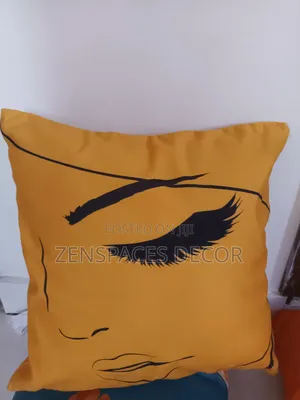Closed Eye Mustard Throw Pillow