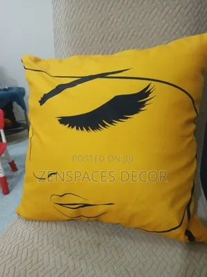 Closed Eye Mustard Throw Pillow