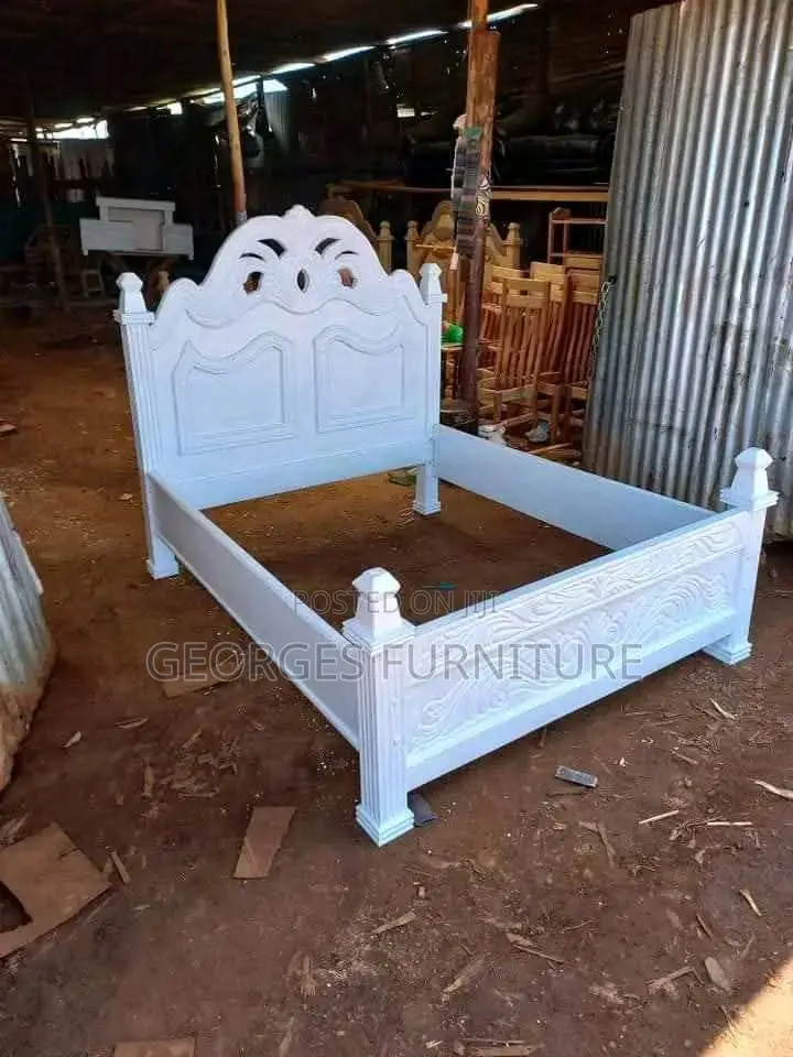 White Wooden Bed