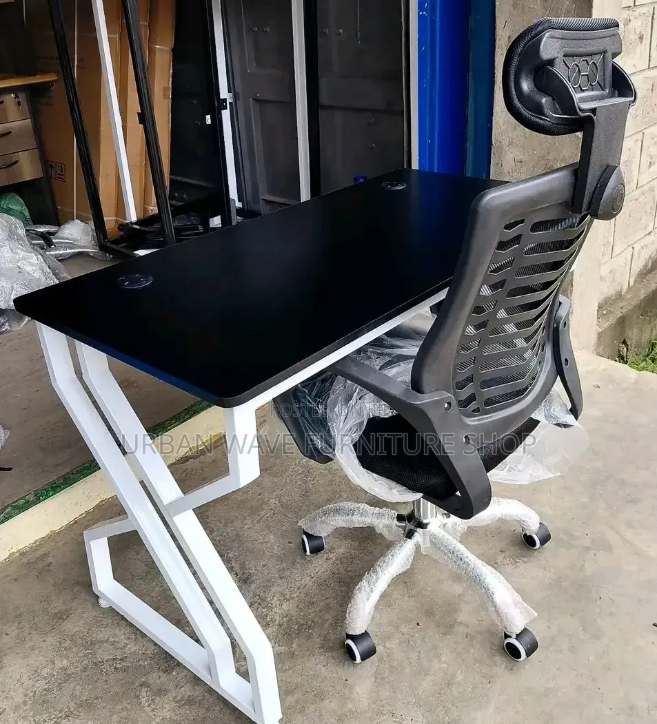 Black Top, White Double Metallic Stands+Head Support Chair
