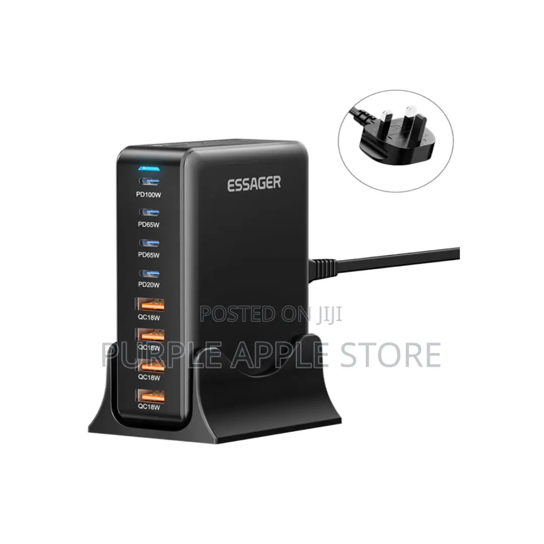 Essager 320w Gan Multi-Port Desktop Charger 4× Usb-a + 4× Type-C