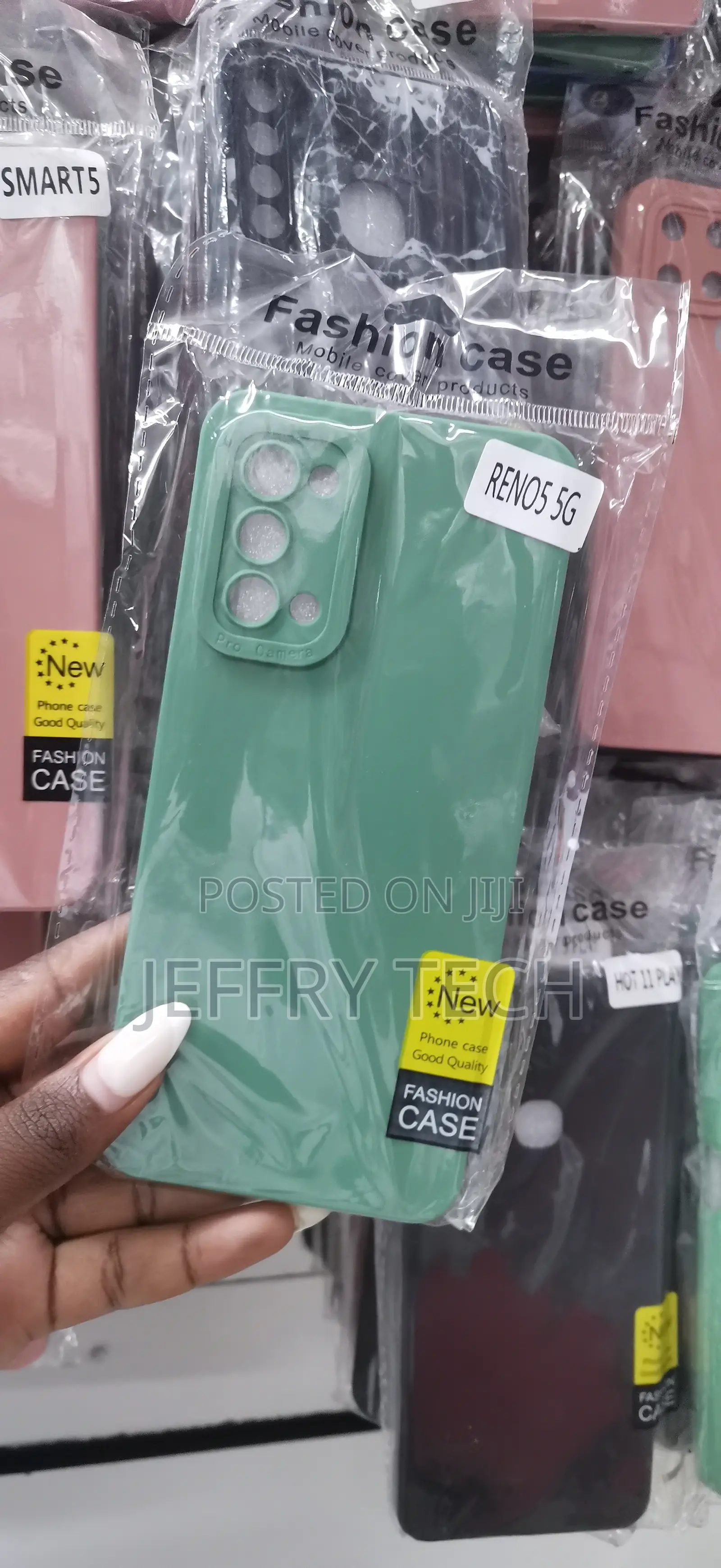 This Is a Green Silicone Phone Case for the Oppo Reno5 5g.
