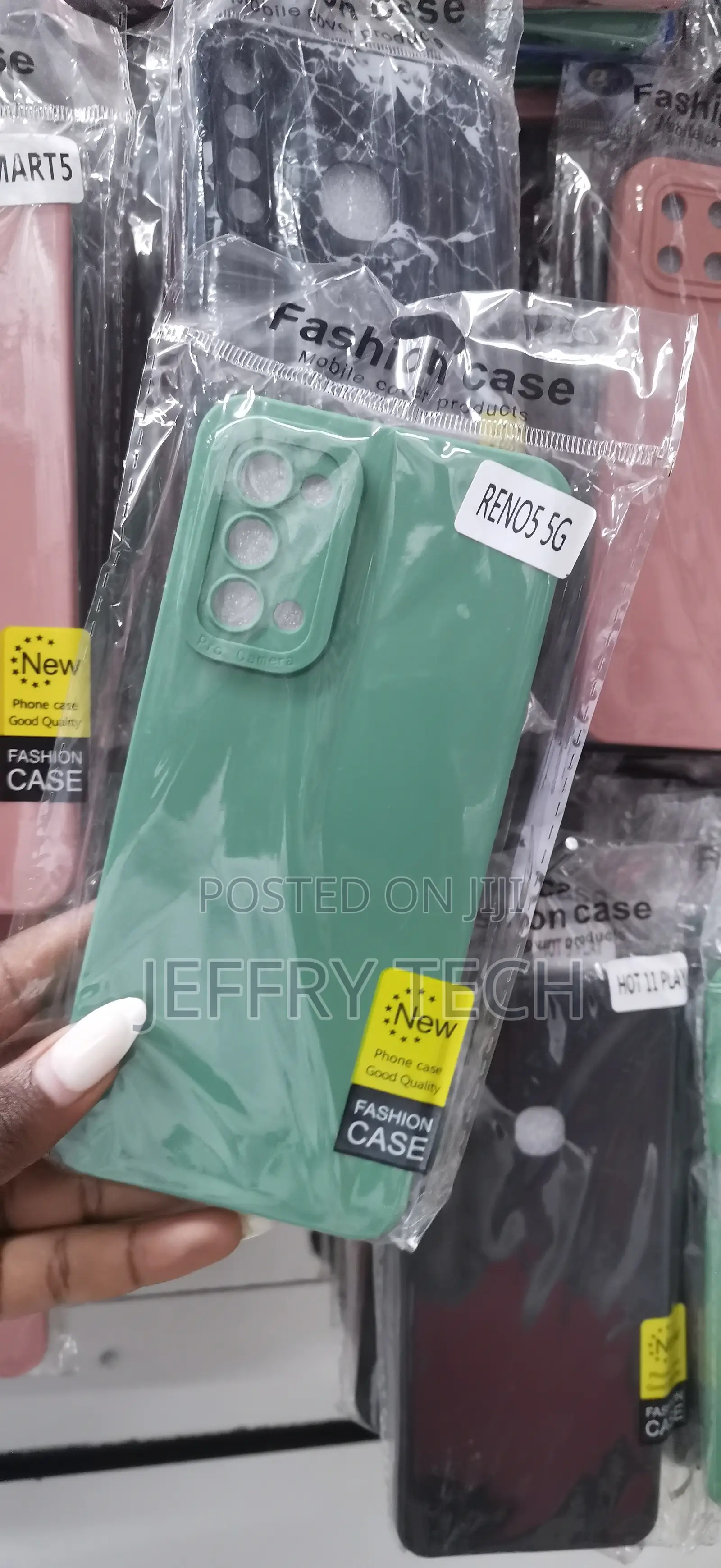 This Is a Green Silicone Phone Case for the Oppo Reno5 5g.