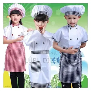 Kids Chef Costume 3pcs Professional Cooking Role Play Set Cotton Chef