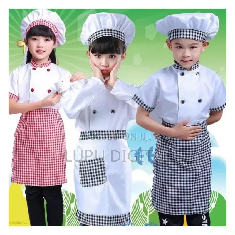 Kids Chef Costume 3pcs Professional Cooking Role Play Set Cotton Chef