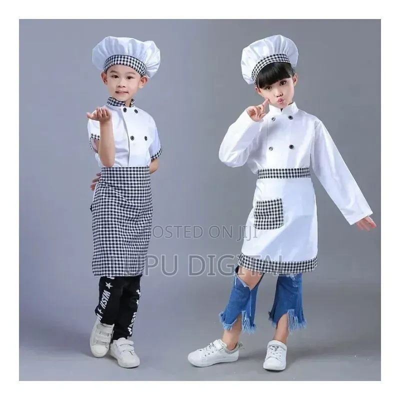 Kids Chef Costume 3pcs Professional Cooking Role Play Set Cotton Chef