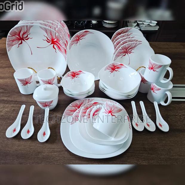 39 Pieces Square Opal Glass Dinner Set Dishwasher Friendly 