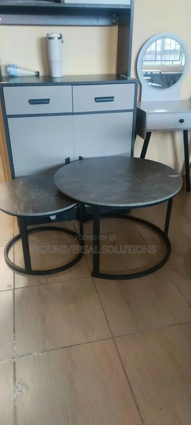 Grey Nesting Coffee Table Marble Effect (Mdf) - main view