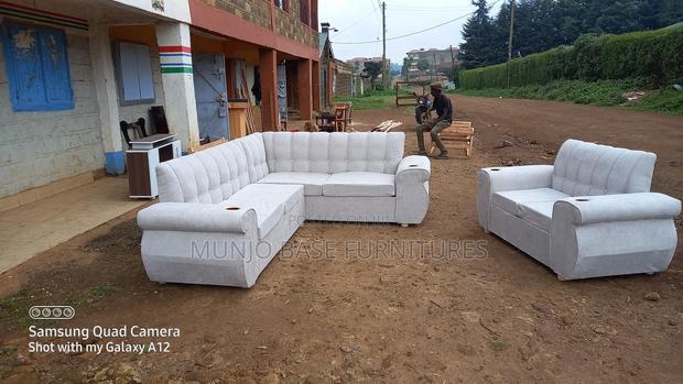 White Semi Leather 7 Seater Sofa