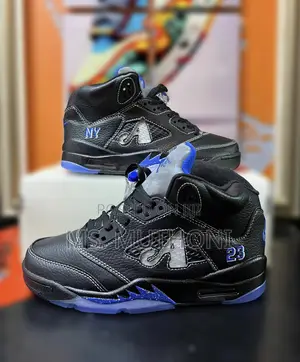 The Nike Air Jordan 5 Retro Awake Ny Black Sneakers.