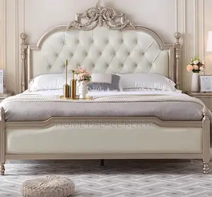 Wooden Bed: Luxury Villa Master Upholstered King Size Bed With Storage