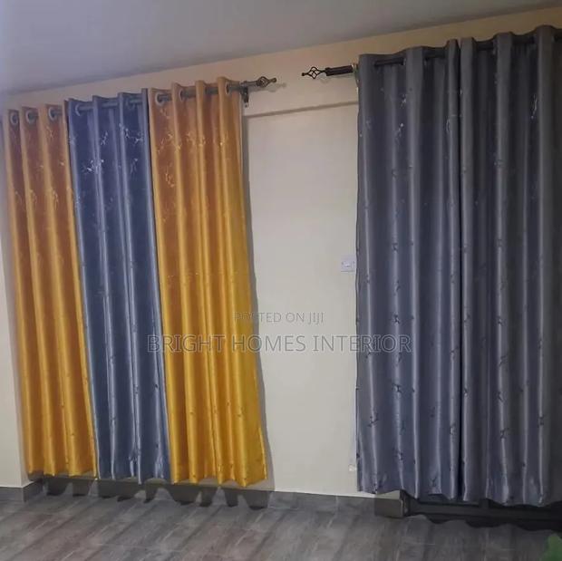 Curtains Gold and Grey Blended Curtain