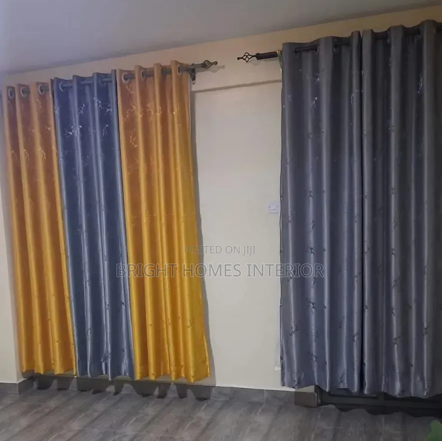 Curtains Gold and Grey Blended Curtain