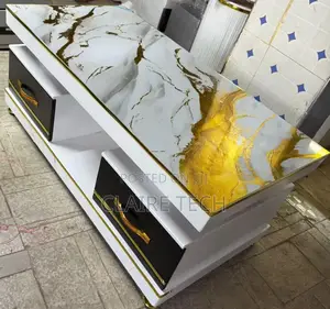 Executive White Coffee Table With Marble Topping