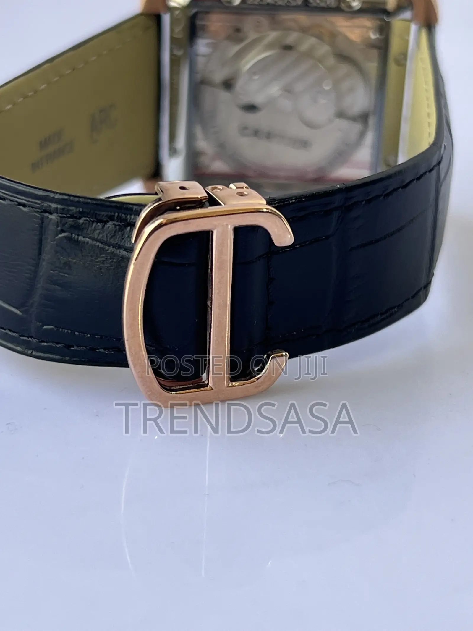 Cartier Tank Rose Gold Black Leather Automatic Watch