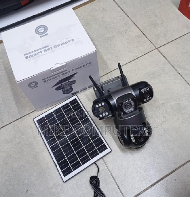 V380 Pro Triple Lens Wifi Solar CCTV Camera – 360° PTZ Smart Security