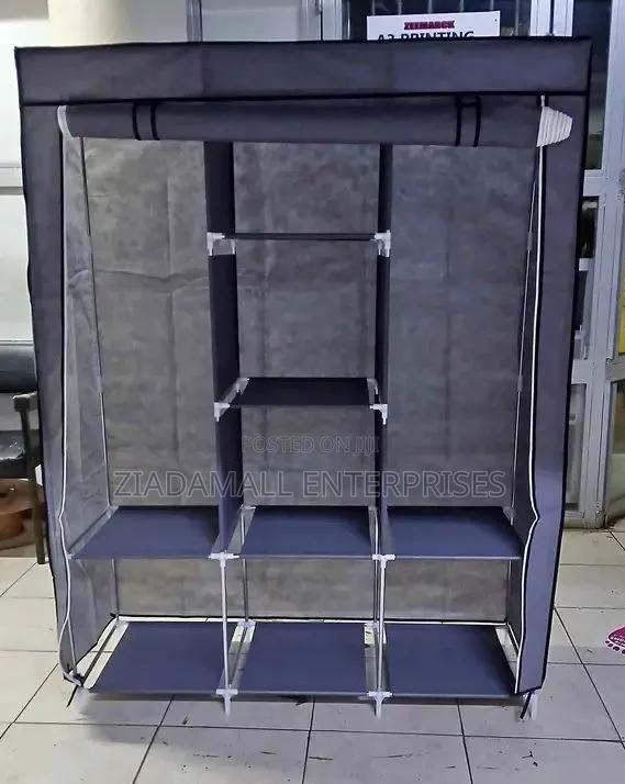 Wardrobe,3 Column Heavy-Duty Portable Metal Closet